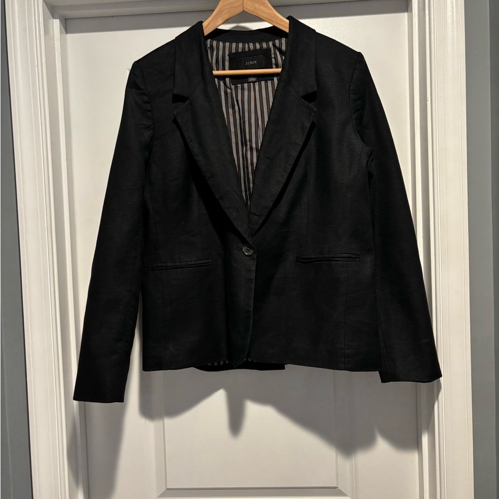 J. Crew Black Linen Blazer
